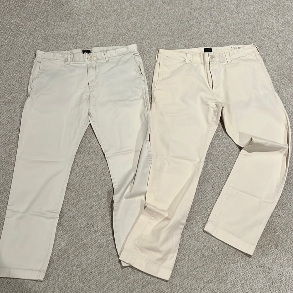 [2] chinos / broken in stretch chino and 100% cotton sunfaded chino
